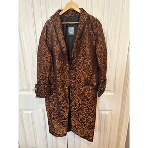 Dark Rock Renaissance Gold Brocade Goth Steampunk Victorian Velvet Coat Mens XL
